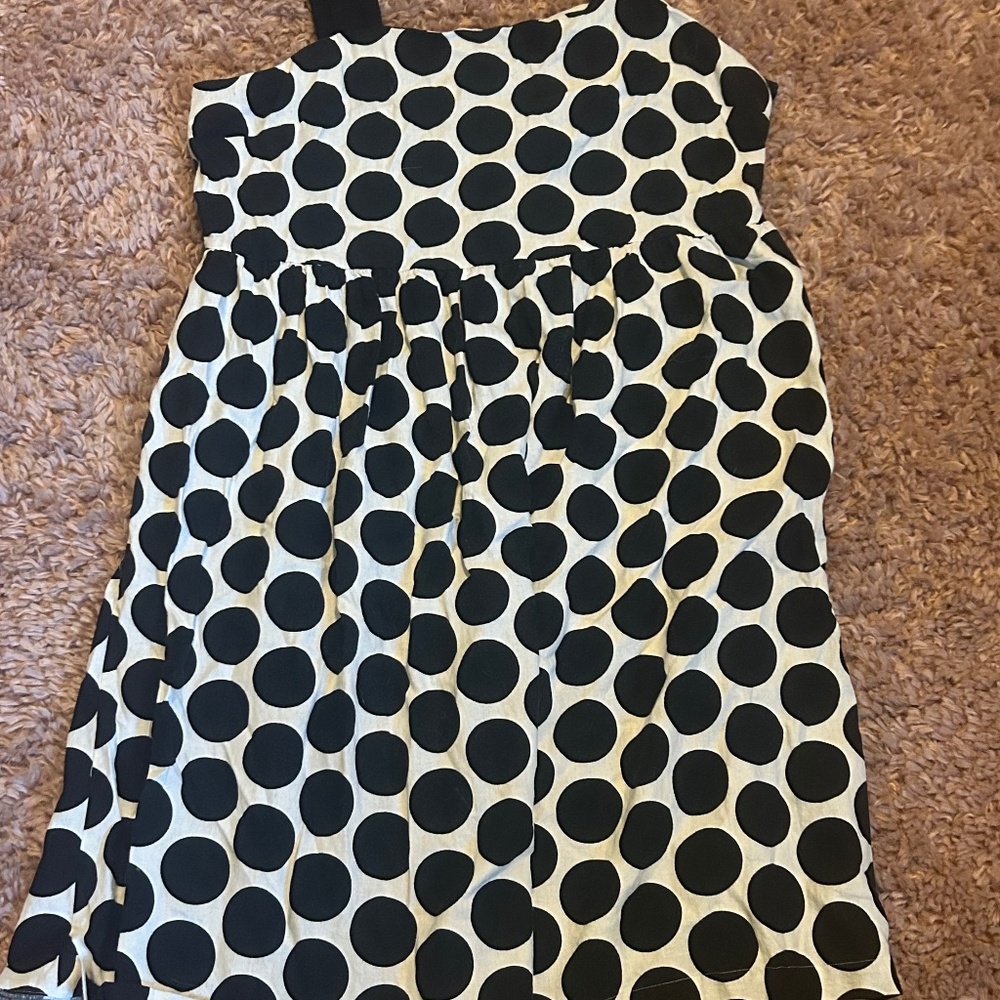Who What Wear Sleeveless Linen Blend Empire Waist Polka Dot Dress / XXL